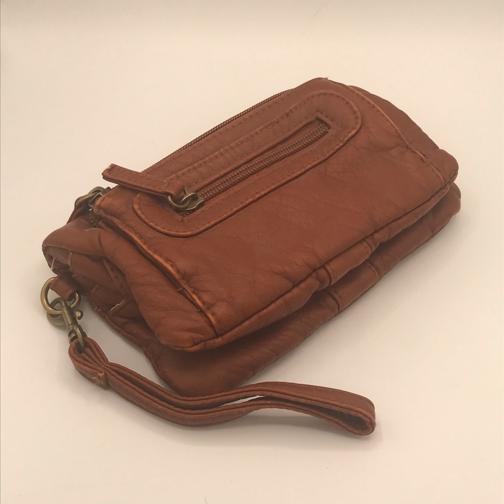 NWOT Brown Vegan Leather Fold Over Wallet with Removable Strap